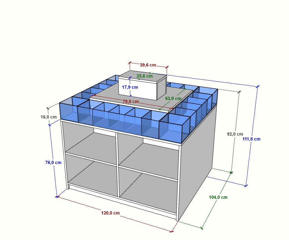 Isla central con cubos - Muebles para tiendas