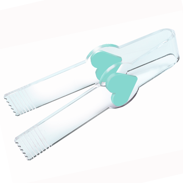 Pinza para golosinas fabricada en metacrilato, disponible en varios colores y diseños a escoger. Accesorio práctico, higiénico y personalizable para tiendas de chuches, autoservicio y zonas de exposición.