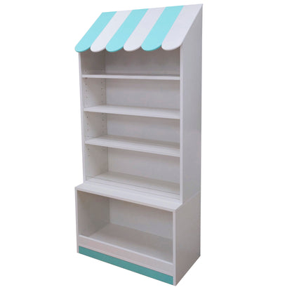 Mueble con estantes de 85x40x180cm, fabricado a medida en melamina. Almacenaje y exposición para tiendas de golosinas.