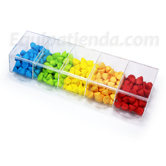 Líneas de carameleras de metacrilato fabricadas a medida, ideales para tiendas de golosinas. Se pueden alinear sobre estanterías, mostradores o estructuras personalizadas, e incluso apilar, creando exposiciones prácticas, ordenadas y atractivas.