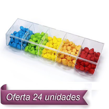 Pack de 24 líneas de carameleras de metacrilato de 80x25x16,6cm. Oferta de ahorro para tiendas de golosinas.