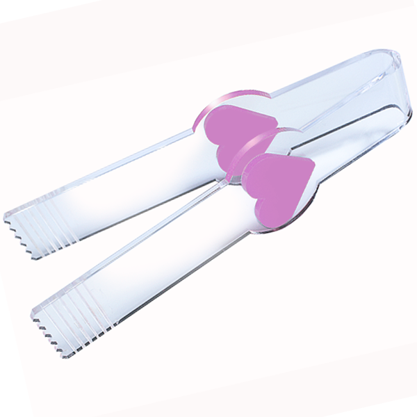 Pinza para golosinas fabricada en metacrilato, disponible en varios colores y diseños a escoger. Accesorio práctico, higiénico y personalizable para tiendas de chuches, autoservicio y zonas de exposición.