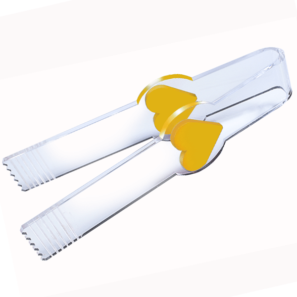 Pinza de metacrilato transparente, ideal para golosinas y productos a granel.