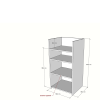 Mostrador compacto con marquesina y estantes regulables, fabricado en melamina blanca, ideal para oficinas, tiendas y recepciones.